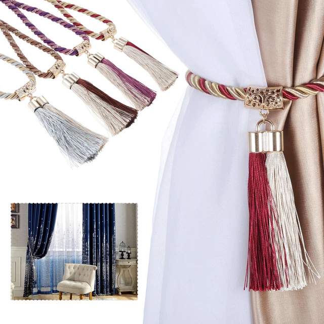 2Pcs Tassel Buckle Curtain Holdbacks Tiebacks Rope Drapery Tie Backs Holder 61cm