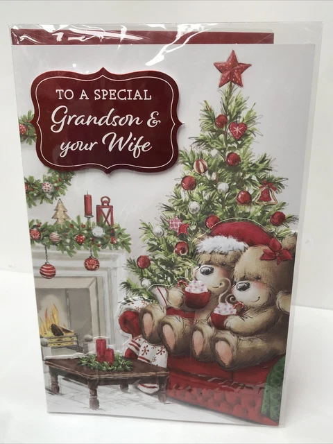 Biglietto Auguri Moderno 22.9x15.2 Cm Biglietto Di Natale Moderno Per Nipote - Dimensioni 22.9 X 15.2 Cm, Con Busta, Piccadilly Greetings Biglietto Con Busta