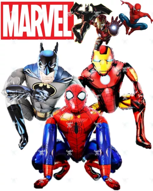 LARGE Self Stand 3D Superhero Spiderman Batman Iron Man Birthday Foil Balloon