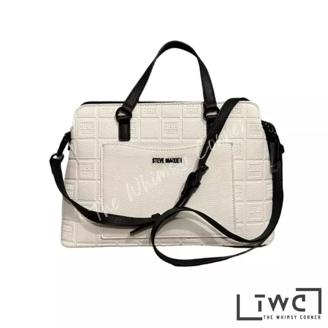 MSRP $88 STEVE MADDEN White brand purse bag crossbody handbag with Strip BHANNA