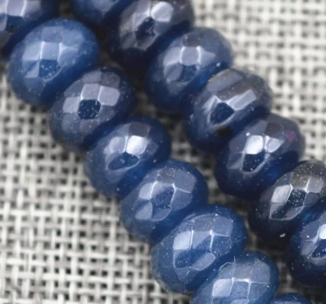 Natural 6x10mm Faceted Dark Blue Sapphire Abacus Gems Rondelle Loose Beads 15''