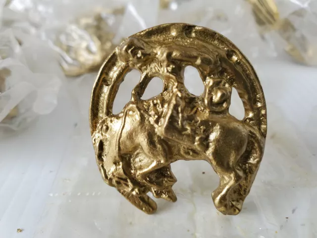 Lot of 25 NEW Atlas II Brass Cabinet Drawer Knob Pull WESTERN HORSE RODEO 2213-B