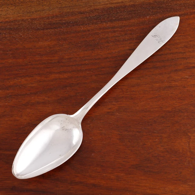 Lovely Jgs Swedish 830 Silver Serving Spoon Pointed End Refined Monogram Kg