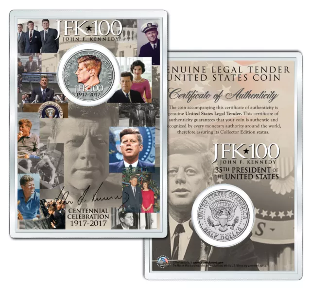 JFK100 Centennial Bday KENNEDY 2017 JFK Half Dollar Coin w/4x6 Display - Profile