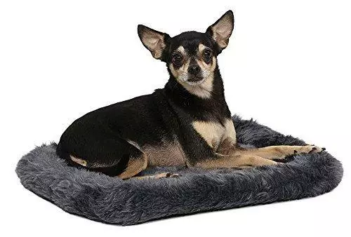 18L-Inch Gray Dog Bed or Cat Bed w/ Comfortable Bolster | Ideal for "Toy" Dog