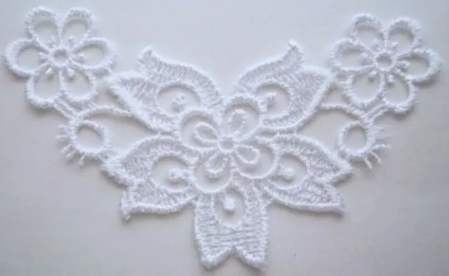 12 Vintage Pure White 2" x 4" Rayon Floral Sew/Glue Venise Lace Appliques vl-100