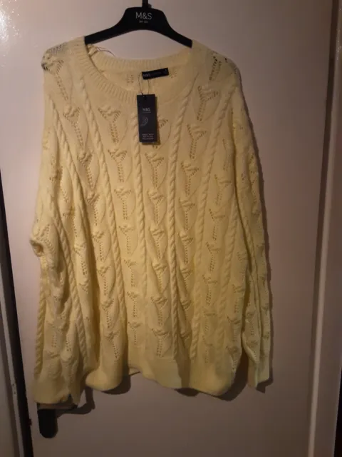 Bnwt M&S COLLECTION LONG SLEEVE PALE GOLD  V NECK JUMPER SIZE XL