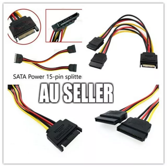 SATA 15pin Hard Disk Power Male to 2 Female Splitter Y 1 to 2 Extension  Cable