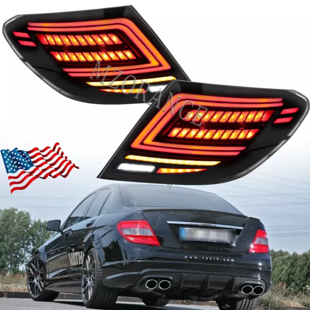 Smoked LED Tail Lights For Mercedes Benz W204 C200 C250 C300 2007-2012 2013 2014