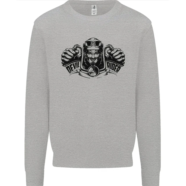 Devil Rider Motorcycle Motorbike Biker Mens Sweatshirt Jumper
