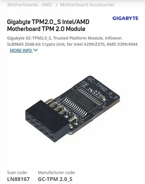 GIGABYTE GC-TPM TRUSTED Platform Module 2.0 EUR 46,79 - PicClick FR