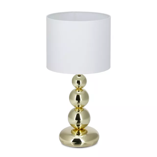 Lámpara de mesa elegante, Lámpara sobremesa de metal dorado y pantalla blanca