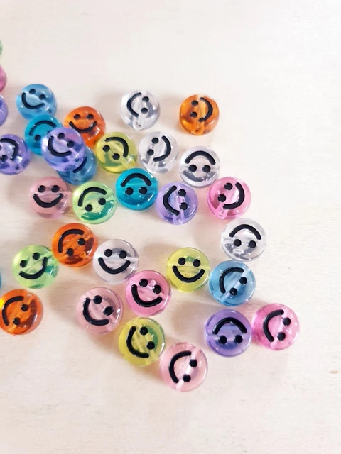 20 x XL Smiley Acrylperlen zum Basteln Schmuckherstellung ♥ Beads Rund Ø 10mm