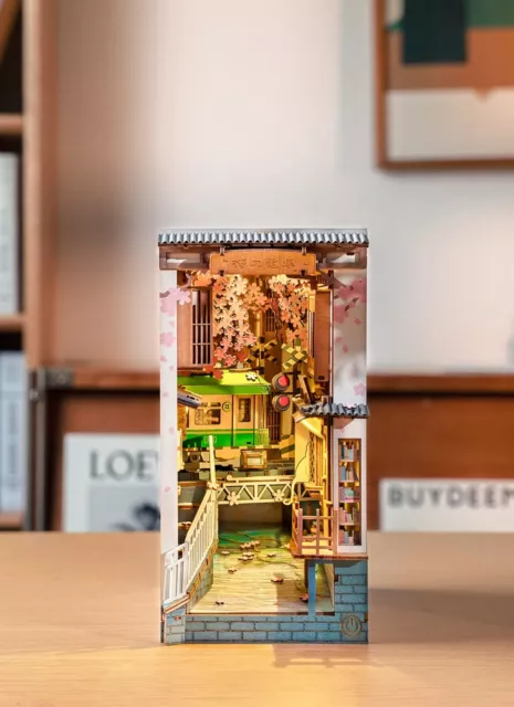 Rolife Sakura Densya DIY Book Nook Stories Wooden Miniature Doll House Xmas Gift