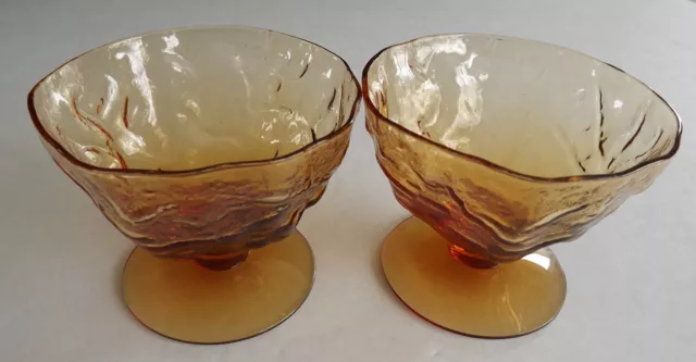 Pair Seneca Tall Sherbet or Champagne Stem Glasses Driftwood Pattern EUC