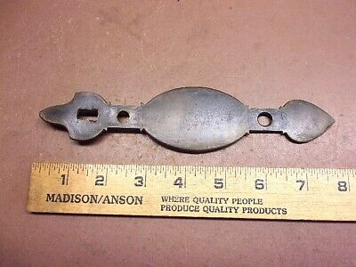 Vintage Solid Brass Door Knob Thumb Latch Backplate 7 7/8" x 1 3/4" Nice Old One 3