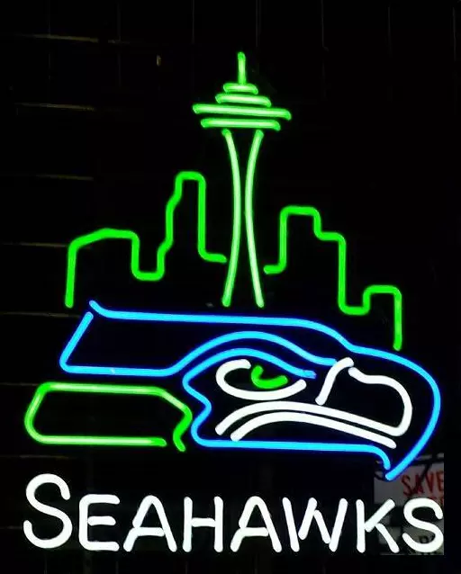 Seattle Seahawks City Skyline Logo Beer Neon Sign Light Lamp 24"x20"