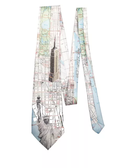 Rene Chagal New York City Tie NY Empire State Statue of Liberty Map Necktie 57"