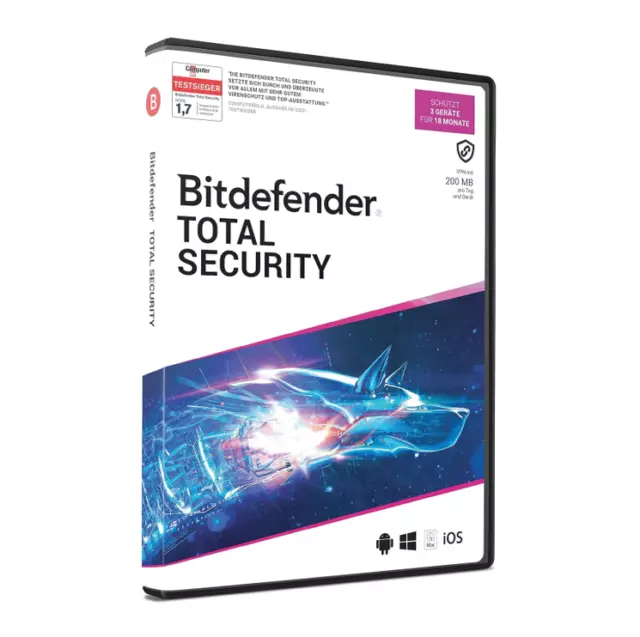 PC - Bitdefender Total Security 3 dispositivi / 18 mesi (Code in a Box) - NUOVO seale