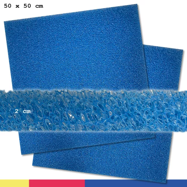 Filtre Éponge 2 Pièce 50 x 50 X 2 CM 10 Ppi Grossier Mat de Filtre