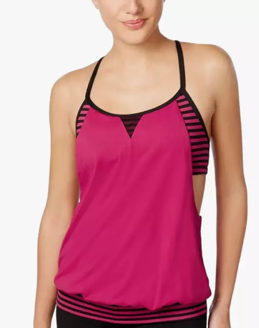 Nike Laser Stripe Layered Active Tankini Top Women's Swimsuit Size L    5418