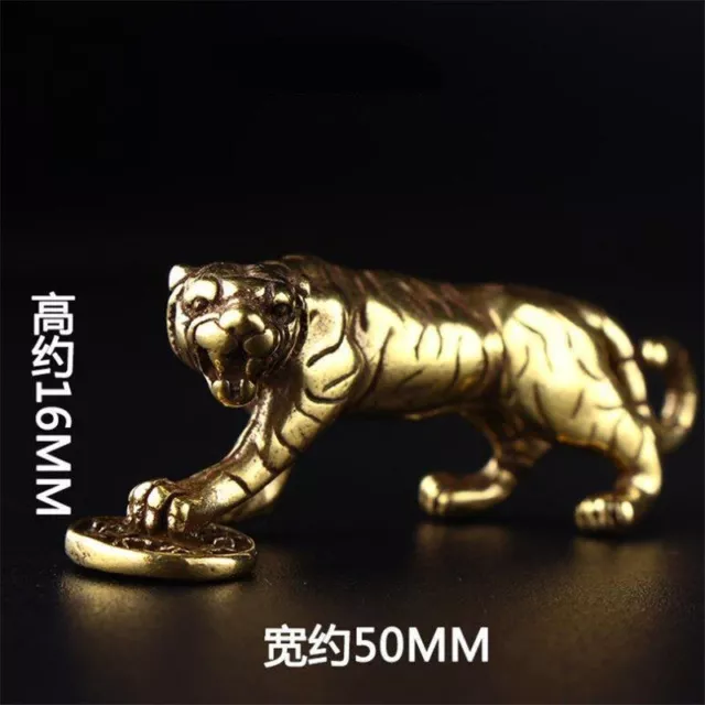 3D Brass Mini Tiger Statue Animal Figurine Decoration Home Sculpture Craft Gifts