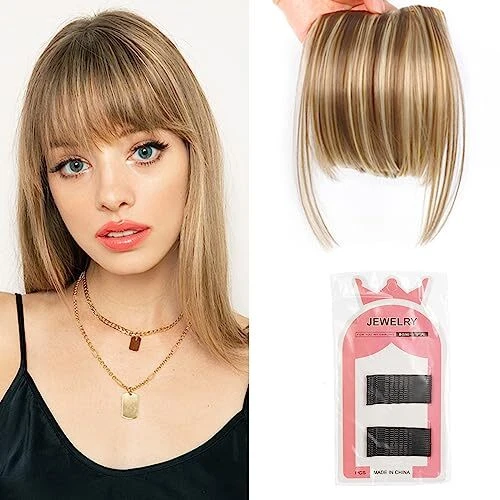 Frange Postiche En Cheveux Humains Bouclés - Clips Noirs, Longueur Courte