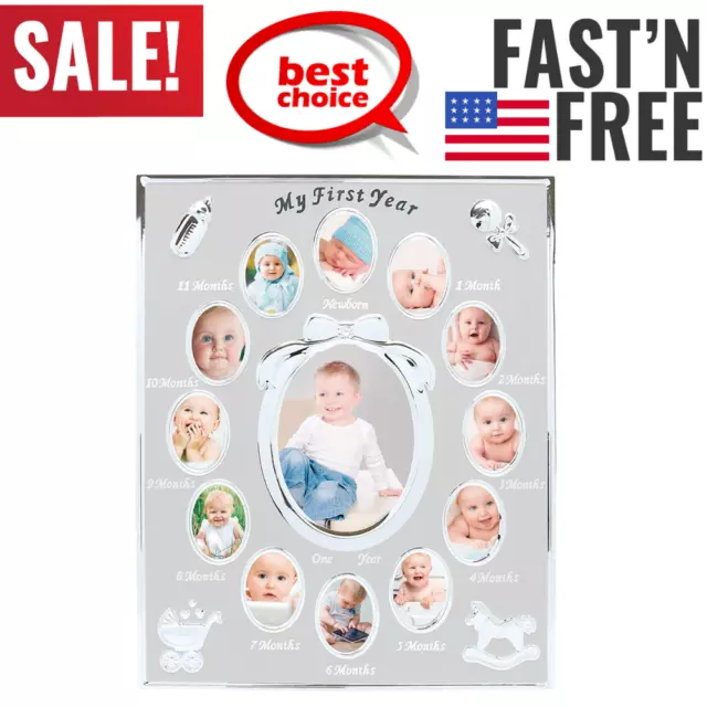 Baby's First Year Picture Frame First Year By Month Newborn Baby Registry Silver