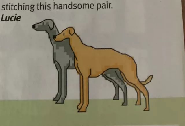 Galgos perros pequeña tarjeta de punto de cruz tabla de diseño