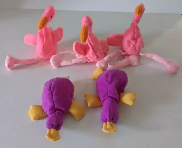 Lot Of 5 Teenie Babies Collection McDonalds Mini Bird Plush Toys PE Pellets