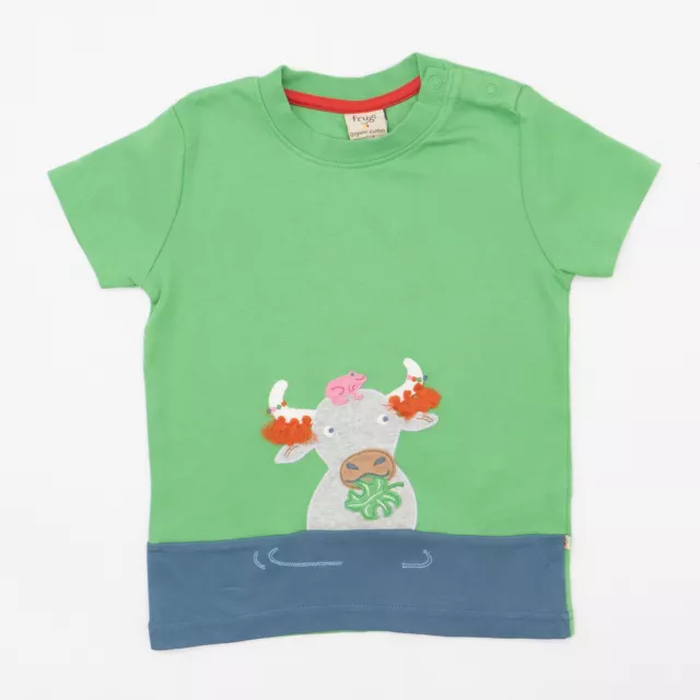 Frugi Boys T-Shirt Green Short Sleeve Summer Casual Kids Cotton Age 2-10 Years