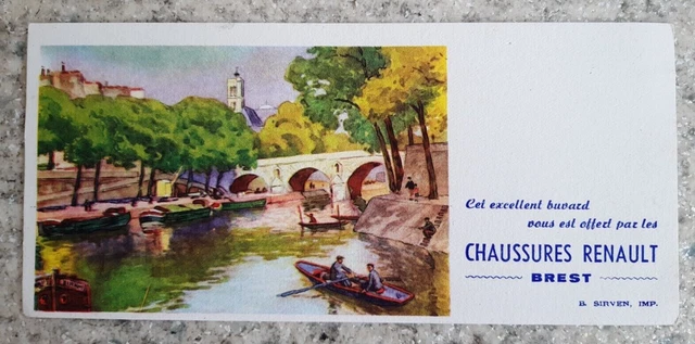 BUVARD publicitaire - "  chaussures Renault " - BREST - B. Sirven, IMP.