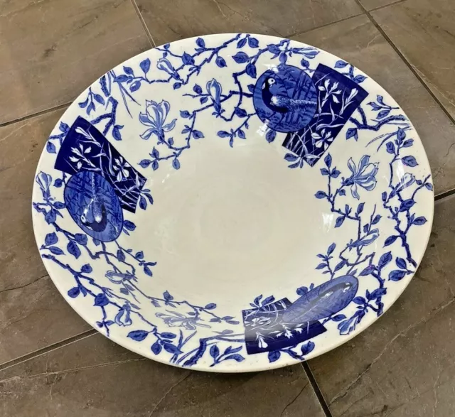 Large Aesthetic Blue & White Minton Faisan Pheasant Fruit Bowl 38cm c1880