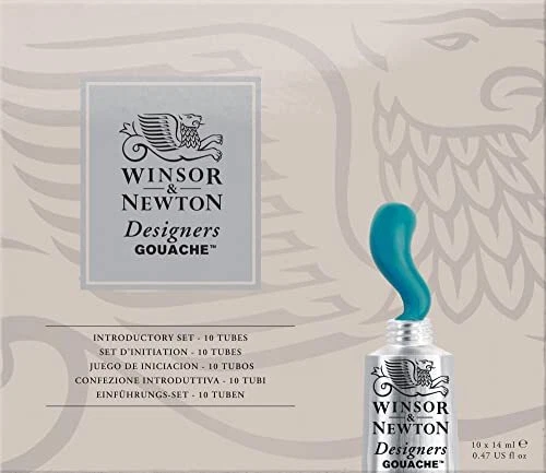 Winsor & Newton Designers' Gouache Introductory 10-Tube Paint Set 14mlBluegre...