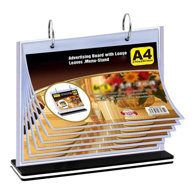 A4 Flip Table Menu Stand Multi-Page Table Card Rack Menu Display Stand Menu L7O6