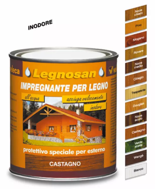 Veleca Impregnante Protettivo Per Legno Ml.750 Inodore Ad Acqua Legnosan