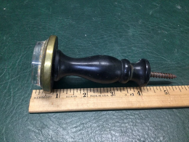 Antique Lot of 4 Victorian Star Sulphide Glass & Brass Curtain Tie Backs 7