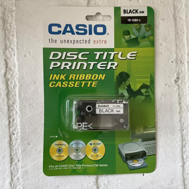 New Casio TR-18BK-S Black Ink Disc Title Printer Ink Ribbon Cassette