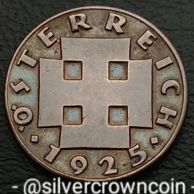 Austria 2 Groschen 1925. KM#2837. Two Cents coin. Thick cross.
