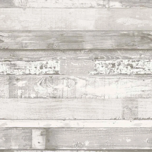 Homestyle Carta da Parati Wood Bianco Avorio e Grigio
