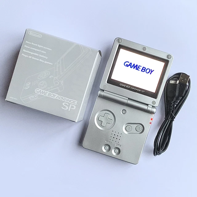 Nintendo GameBoy Advance SP GBA Platinum Silver Game Boy Console w Box  Tested Works Good. RARE 