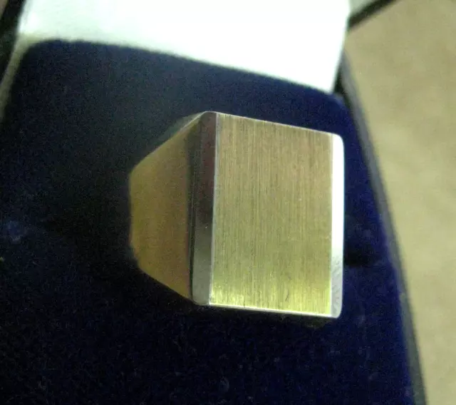 edel Sixties Goldring Siegelring bebürstet weißgold goldener Ring ca. 20 mm