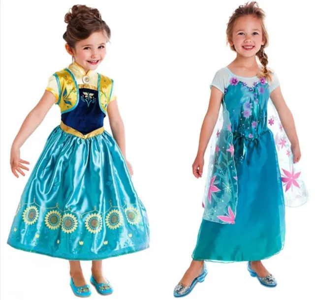 UK Elsa Anna Frozen Fancy Dress Costume Girls Princess Age 2/3/4/5/6/7/8/9/10