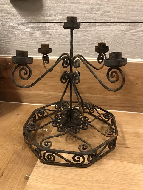Antique 1800’s Hand Forged Wrought Iron Candelabra