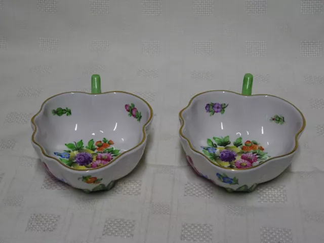 Collectable Hand Painted Herend Hungary Pair Of Attractive Shaped Dishes