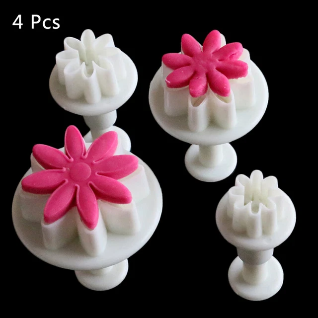 4 piezas Cortador de pasteles fondant crisantemo émbolo galletas decoración caramelo M*H7