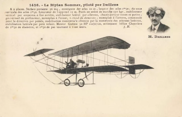 Cpa Theme Aviation Le Biplan Sommer Piloté Par Daillens Collection Avions