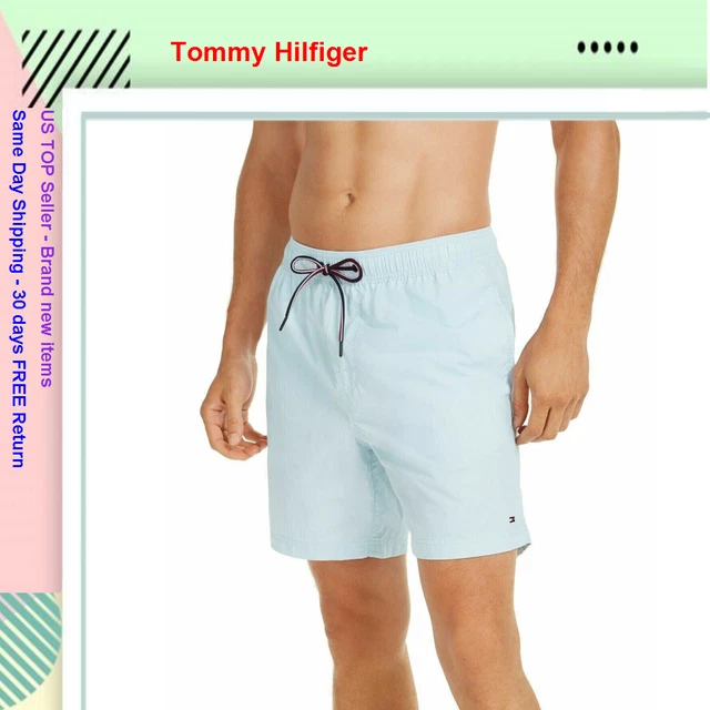 Tommy Hilfiger Men's Standard 7" Swim Trunks, Corydalis Blue, XL