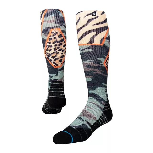 Stance Get Wild Snow Ski OTC Socks Mens L Arch Support Cushioned Camo Tiger