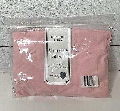 Mini sábana de cuna portátil American Baby 24""x38"" rosa rubor 100 % algodón